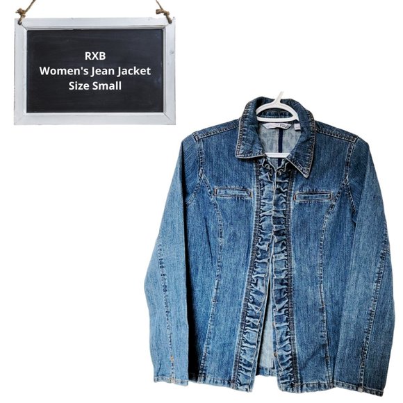 RXB Jean Jacket Blue Ruffled Trim Small (EUC) - Picture 2 of 6